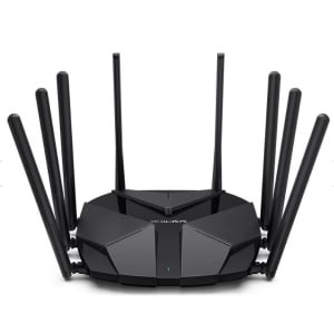 Mercusys MR90X Dual-Band WiFi 6 Router (AX6000), Standarde wireless: Wi-Fi 802.11ax/ac/a/b/g/n , Viteza wireless: 4804 Mbps (5 GHz) + 1148 Mbps (2.4 GHz), Interfata: 1× Port WAN/LAN de 2.5 Gbps + 1× Port WAN/LAN Gigabit + 2× Porturi LAN Gigabit LAN , 8