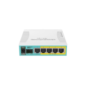 Mikrotik 5-Port Gigabit Ethernet router, RB960PGS, 5* 10/100/1000Ethernet ports, 1* SFP ports, 1* USB type A, 1* CPU core count, CPUnominal frequency: 800 MHz, RAM: 128 MB, Flash Storage: 16MB, PoE in:Passive, PoE out: 802.3af/at, 9W