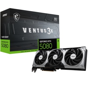 MSI VENTUS GeForce RTX5080 16G 3X OC. Graphics processor family: NVIDIA, Graphics processor: GeForce RTX 5080. Discrete graphics card memory: 16 GB, Graphics card memory type: GDDR7, Memory bus: 256 bit. Maximum resolution: 7680 x 4320 pixels. DirectX