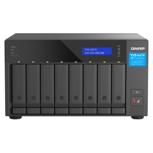 NAS QNAP H874 8-Bay, CPU Intel® Core™ i5-12400 6-core 12-thread Processor, up to 4.4GHz, RAM 32GB (2x 16GB) DDR4 SODIMM (Max. 128GB), 8 x 2.5"/3.5" SATA 6Gbps + 2 x M.2 2280 NVMe HDD (neincluse), LAN: 2 x 2.5GbE (2.5G/1G/100M/10M), Tower, Single PSU,