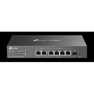 "Omada Multi-Gigabit VPN Router PORT: 1× 2.5G RJ45 WAN Port, 1× 2.5G RJ45 WAN/LAN Port, 1× Gigabit SFP WAN/LAN Port, 4× Gigabit RJ45 WAN/LAN Ports, 1× USB 2.0 port FEATURE: Integration with Omada SDN Controller, Support SSL VPN, OpenVPN and IPsec/ PPTP/