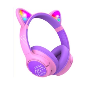 PowerLocus Casti pentru copii, Wireless, Bobo Cat Ears, Purple/Pink - Img 2