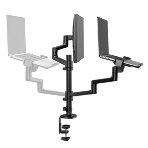 Suport dublu laptop de birou Neomounts DS20-425BL2; pentru display-uri cu diagonale 17"-27", sistem de prindere VESA 75x75~100x100, greutate maxima suportata 8kg, tilt +90°, -30°, swivel 90°, rotate 360°, distanta fata de perete 162-494mm; inaltime - Img 2