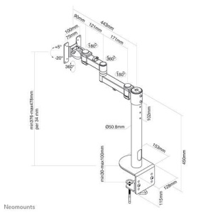 Suport Monitor de Birou, Neomounts by Newstar FPMA-D960BLACKPLUS, 10" - 49", VESA 100x100, suporta pana la 20kg, negru - Img 2