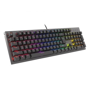 Tastatura gaming mecanica cu fir Genesis Thor 303, iluminare RGB, switch-uri Red, 104 taste, 11 butoane multimedia, negru