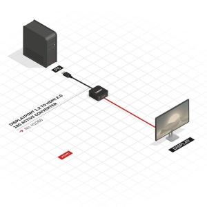 Adaptor Lindy LY-41068, DisplayPort 1.2 to HDMI 2.0 18G Active, negru - Img 2