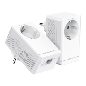 AV1000 Gigabit Passthrough Powerline Starter Kit KIT: 2× MP500P SPEED: 1000 Mbps Powerline SPEC: 1× Gigabit Port, Wall Plugged, HomePlug AV2, Extra Power Socket FEATURE: Plug and Play, Power Saving, Pair for More Security