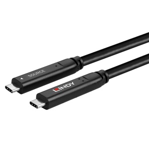 Cablu Lindy 10 m USB 3.2 Gen 1 & DP 1.4 Type C, latime de banda suportata 5Gbps (USB 3.2 Gen 1), 16.2Gbps (DP 1.4, 2 lanes), rezolutie maxima 4K 3840x2160@30Hz, negru - Img 4