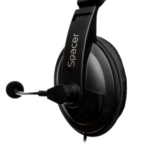 Casti cu micr. Spacer, cu fir, multimedia, 2x Jack 3.mm, microfon pe brat, driver 40mm, 20Hz-20000Hz, 2m, negru - Img 2