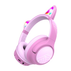 Căști pentru copii cu microfon PowerLocus Bobo, wireless, roz - Img 4