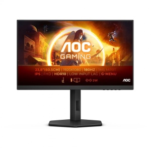 Monitor AOC 23.8" 24G4X, Diagonal (inch): 23.8, Diagonal (cm): 60.5, Aspect ratio: 16:9, Panel: IPS, Resolution: 1920x1080, Refresh Rate: 180Hz, Response time GtG: 1ms, Response time MPRT: 0.5ms, Brightness (max): 300 cd/m², Contrast (static) : 1000:1,