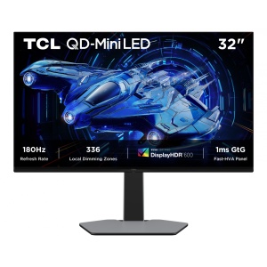 Monitor TCL Gaming QD-Mini LED 32G64 31.5", QHD (2560x1440), Fast-HVA, 180Hz, 1ms GTG, HDR600, Freesync & G-SYNC Compatible, Flicker-Free, Low Blue Light, difuzoare 3Wx2, 2x HDMI 2.1, DisplayPort 1.4, VESA 100x100mm, Pivot, negru