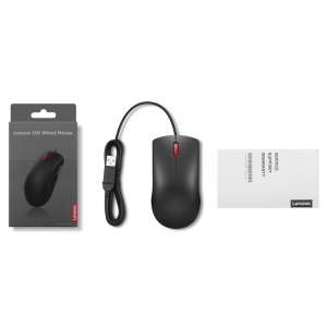 Mouse cu fir Lenovo 120; 1600DPI; conectivitate: USB-A; senzor optic; numar de butoane: 3; greutate: 90g; lungimea cablului: 1.5m; compatibil cu Windows 10 Home Single Language 64, Windows 11; culoare: negru - Img 7