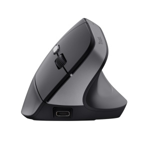 Mouse ergonomic fara fir Trust Bayo II, rezolutie maxima 2400 DPI, 6 butoane, interfata USB-C, 2.4GHz, negru - Img 4