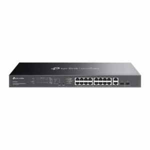 Omada 20-Port Gigabit Easy Managed Switch with 16-Port PoE+ PORT: 16× Gigabit PoE+ Ports, 2x Gigabit Non-PoE Ports, 2× Gigabit SFP Ports SPEC: 802.3at/af, 250 W PoE Power, 1U 19-inch Rack-mountable Steel Case FEATURE: Integration with Omada SDN