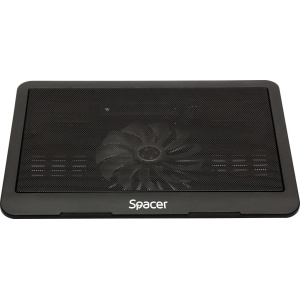 STAND LAPTOP SPACER SP-NC19 15.6", sita metal, fan 14cm, led albastru, negru