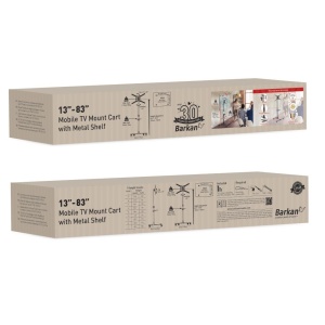 Suport Mobil de podea pentru TV plat/curbat Barkan + raft metal pentru laptop, 32" - 83", VESA 600x400mm, suporta pana la 50kg, Negru - Img 9