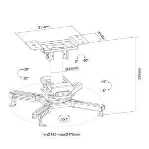 Suport Tavan Proiector Neomounts by Newstar CL25-530BL1, 25cm, max 45Kg - Img 5