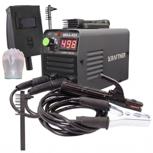 Aparat de sudura invertor MMA, KRAFTNER, 495a, afisaj digital, accesorii incluse, manusi bonus, cablu 1,8m KF-2759
