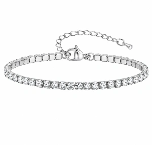 Brățară Tennis din Oțel Inoxidabil Argintiu cu Cristale Zirconiu 3 mm (17.5-22.5 cm)