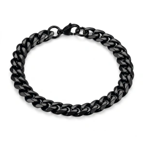Brățară Bărbați Cuban Link Clasic din Oțel Inoxidabil Negru 5 mm (21 cm)