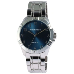 Ceas Bărbătesc Alain Miller Argintiu – Cadran Albastru cu Cifre Arabe (Brățară Metalică 22 cm)