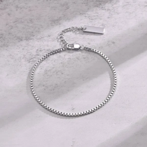 Brățară Bărbați Box Chain din Oțel Inoxidabil Argintiu 2 mm (19 cm)