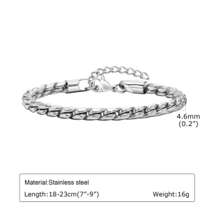 Bratara barbati franco chain din otel inoxidabil argintiu latime 4.6mm lungime 18-23cm