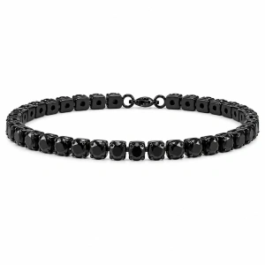Brățară Tennis Bărbați Stainless Steel Negru cu Cristale Zirconiu Negru – 21 cm (5 mm)