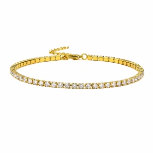 Brățară Tennis Damă din Oțel Inoxidabil Aurit IP cu Cristale Zirconiu 3mm