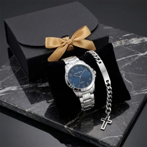 set-cadou-barbati-ceas-argintiu-cadran-albastru-bratara-franco-inox