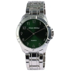 Ceas Bărbătesc Alain Miller Argintiu – Cadran Verde cu Cifre Arabe (Brățară Metalică 22 cm)