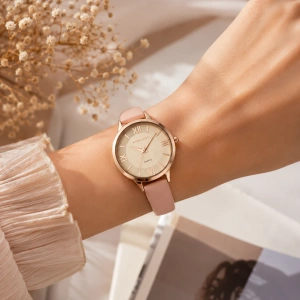 Cataramă clasică rose gold și capac din oțel inoxidabil ceas Excellanc 
