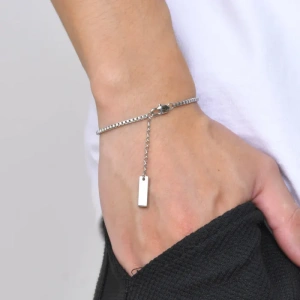 Bratara barbati box chain din otel inoxidabil argintiu grosime 2mm lungime 19cm