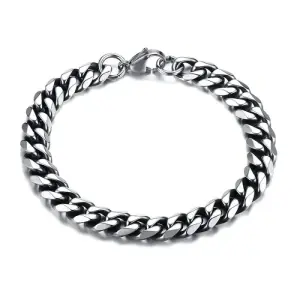 Brățară Bărbați Cuban Link Clasic din Oțel Inoxidabil Argintiu 5 mm (21 cm)