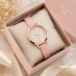 Cataramă clasică rose gold și capac din oțel inoxidabil ceas Excellanc cutie cadou