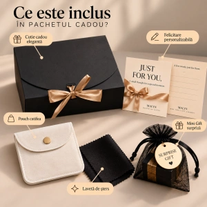 Set Cadou Bărbați Ceas Geneva Negru și Brățară Cuban în Cutie Cadou - Geneva I - Img 4