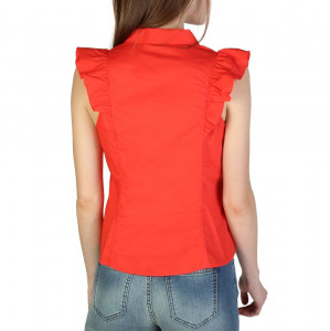 armani exchange women shirt бяла дамска риза армани с къдри и копчета червена