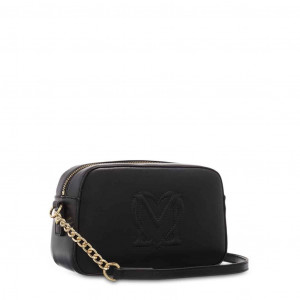 Love Moschino crossbody Black дамски черен клъч златно лого на плочка верижка златна дръжка