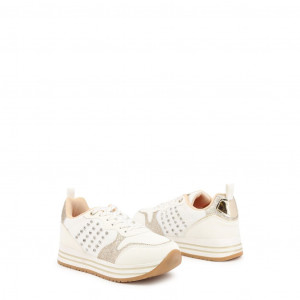 shone kids sneakers детски маратонки висока подметка цветни детайли  бял шипове злато лъскаво блестящо