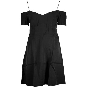 calvin klein black and white short dress черна рокля с голямо бяло лого