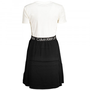 calvin klein black and white short dress черно бяла рокля с лого на колана