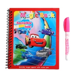 Carte de colorat cu apa, reutilizabila, 8 pagini, 4 imagini, Magic Water Book, Cars