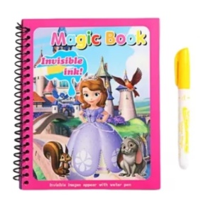 Carte de colorat cu apa, reutilizabila, 8 pagini, 4 imagini, Magic Water Book, Cenusareasa