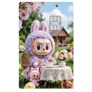 Autocolant decorative pentru card, Labubu, 4 modele, roz