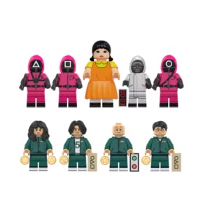 Set constructie figurine Squid Game, 9 personaje, 78 piese