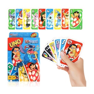Set carti de joc Stitch UNO, Joc de societate Lilo & Stitch UNO, 2-10 jucatori, 7 ani+, pentru copii sau adulti, multicolor