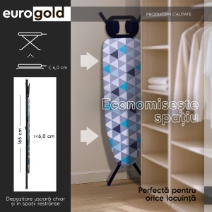 Masa de calcat Eurogold, Gold metallic, D28238F1, 120 X 38 cm, suport pentru fierul de calcat - Img 3