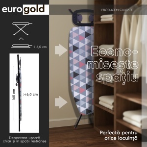 Masa de calcat Eurogold, Perfect metallic D30442B3, 120 X 42 cm, suport pentru fierul de calcat si cablu pentru priza - Img 3