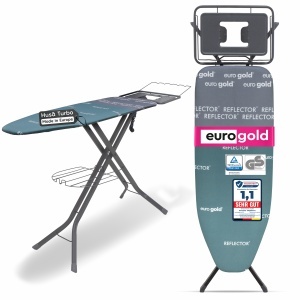 Masa de calcat Eurogold Profesional Reflector R35542VX, 120 x 42 cm, cu suport pentru statia de calcat, suport pentru rufe si cablu pentru priza